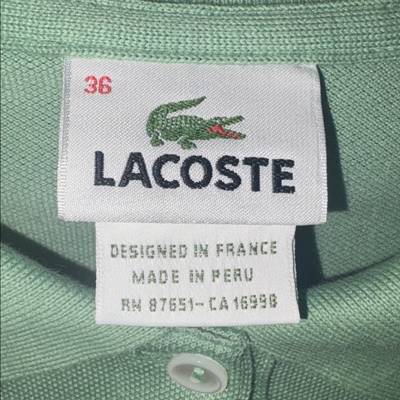 Lacoste Cotton Pique Stretch Polo Long Sleeve Dress EU Size 36/XS Light Green - Picture 6 of 9